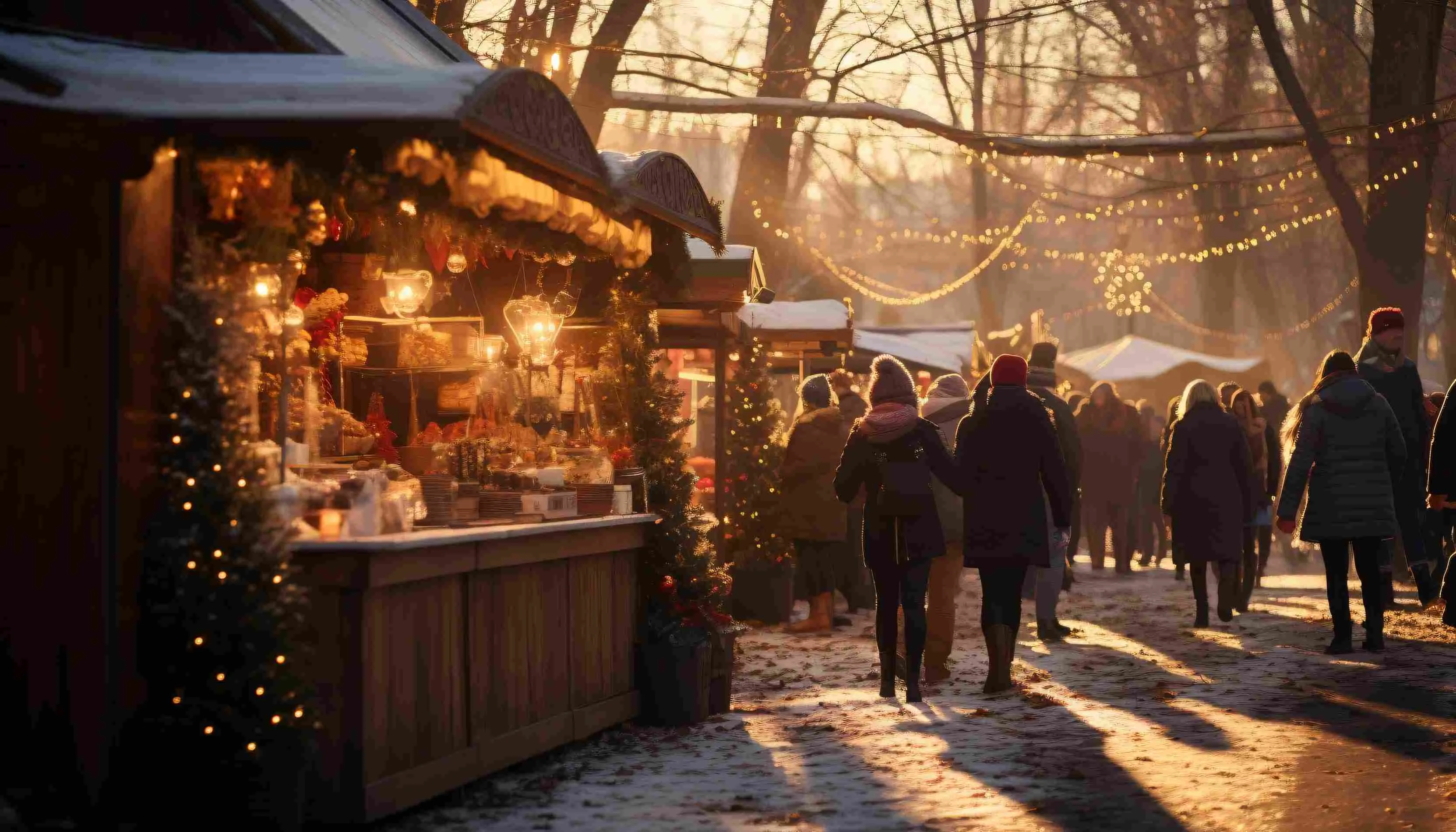 Dégustation gourmande dans un marché de Noël